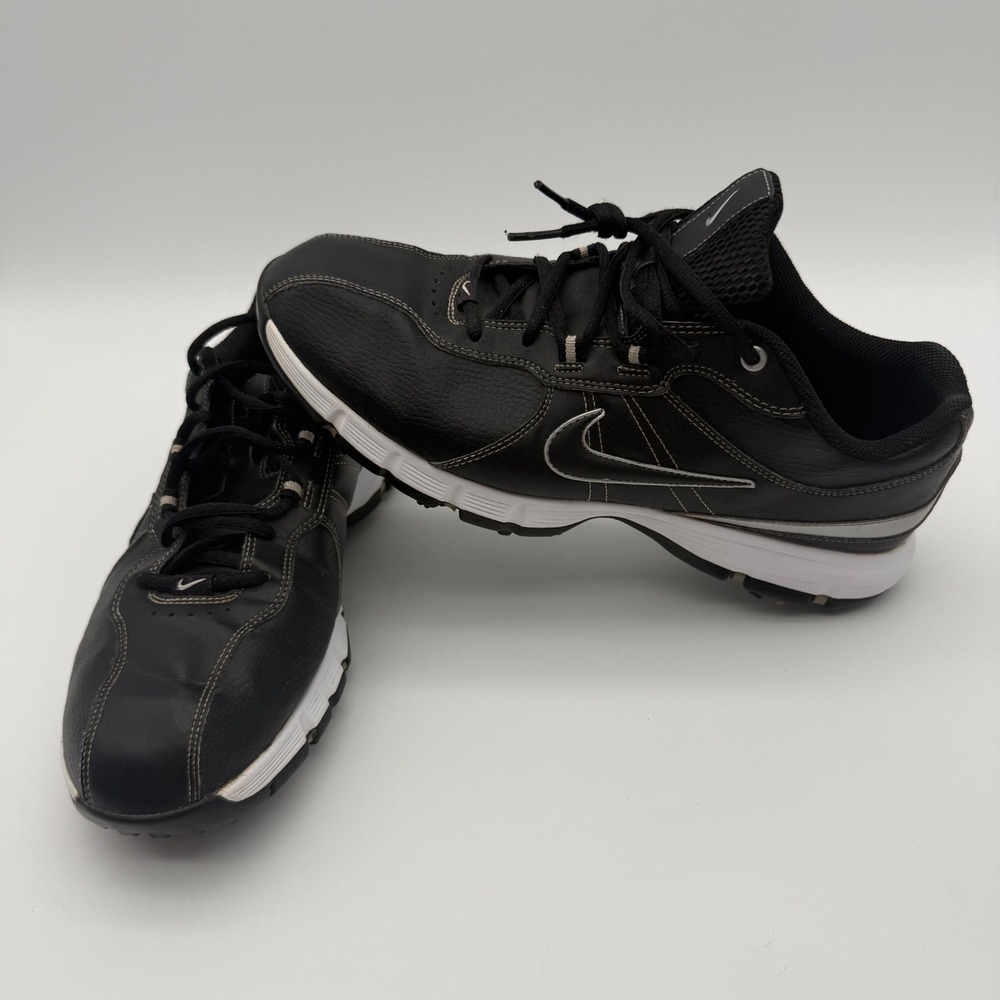 Nike Men's Golf Shoes Size 10 Classic Black White Power Channel Soft Spike